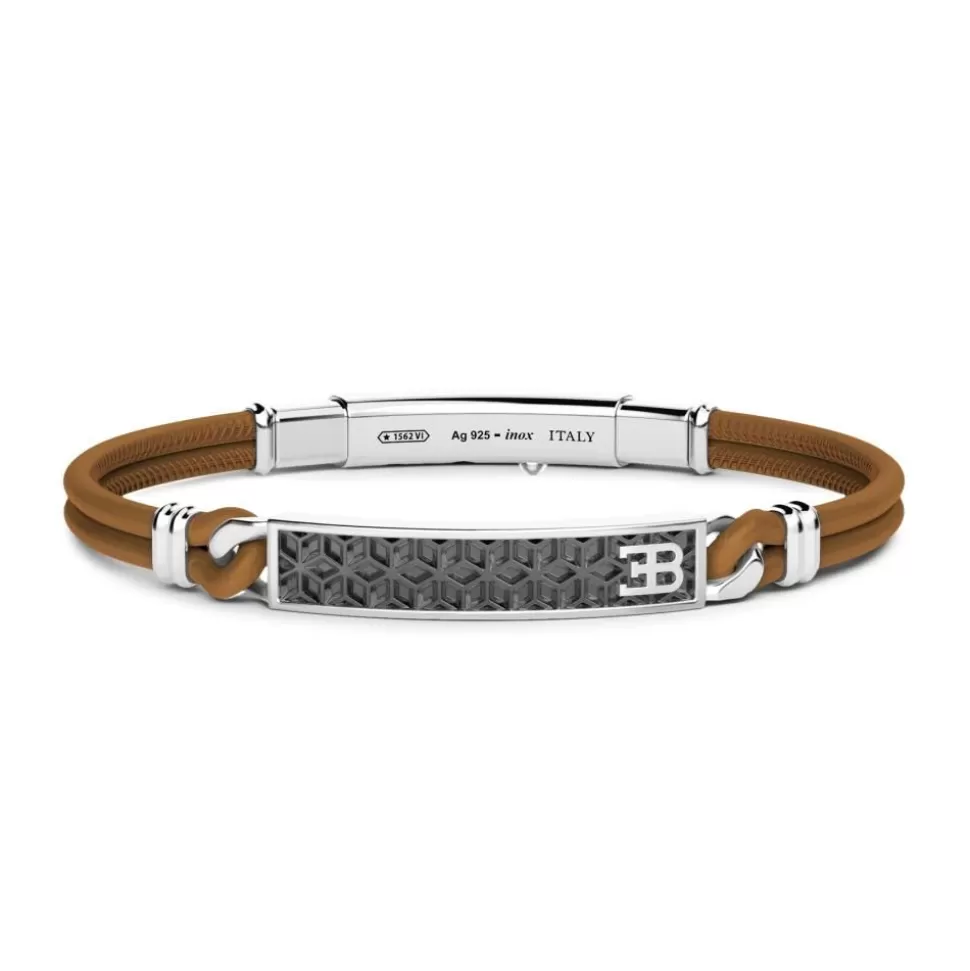 Bracelet Bugatti En Cuir Avec Plaque Centrale En Argent.^Zancan Gioielli Cheap