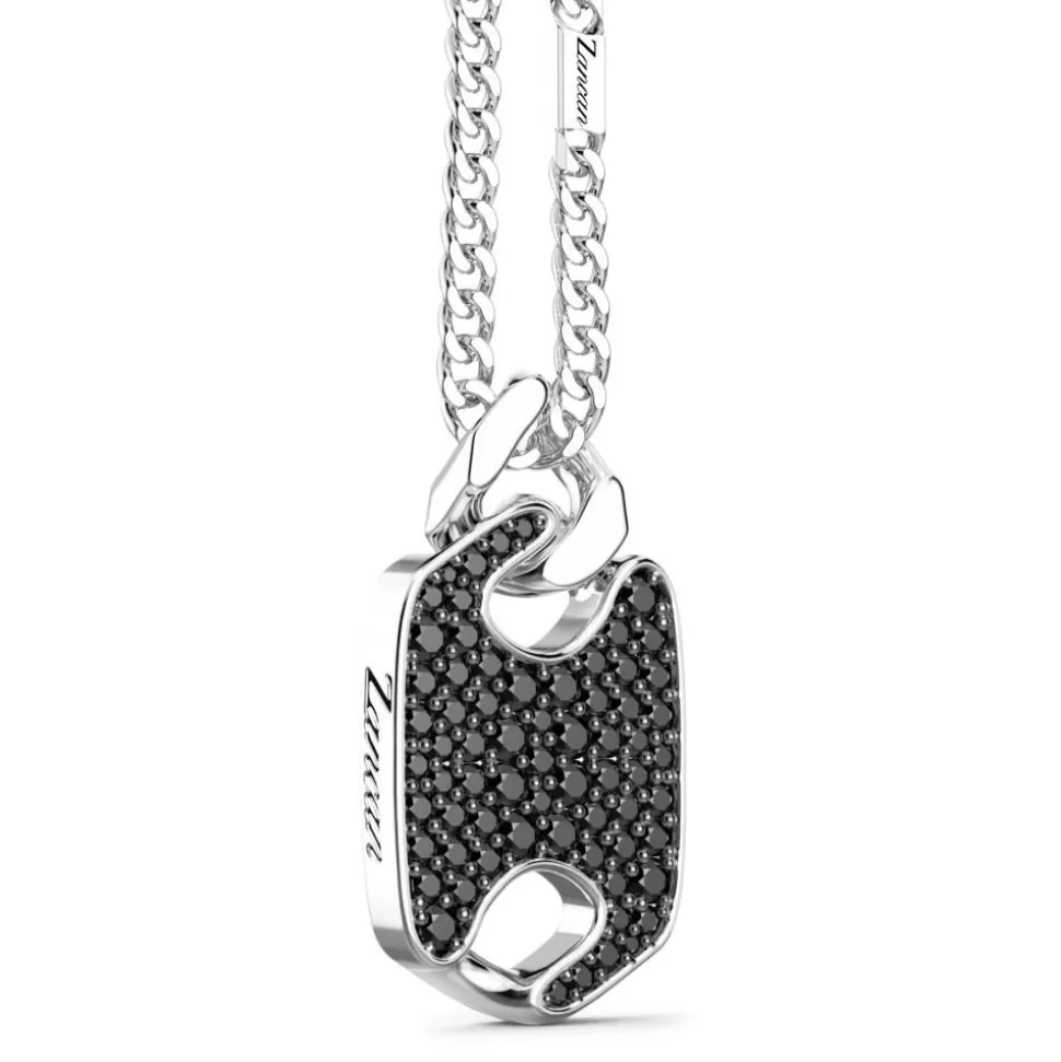 Collier Zancan En Argent Avec Pendentif Plaque Et Pierres.^Zancan Gioielli Online