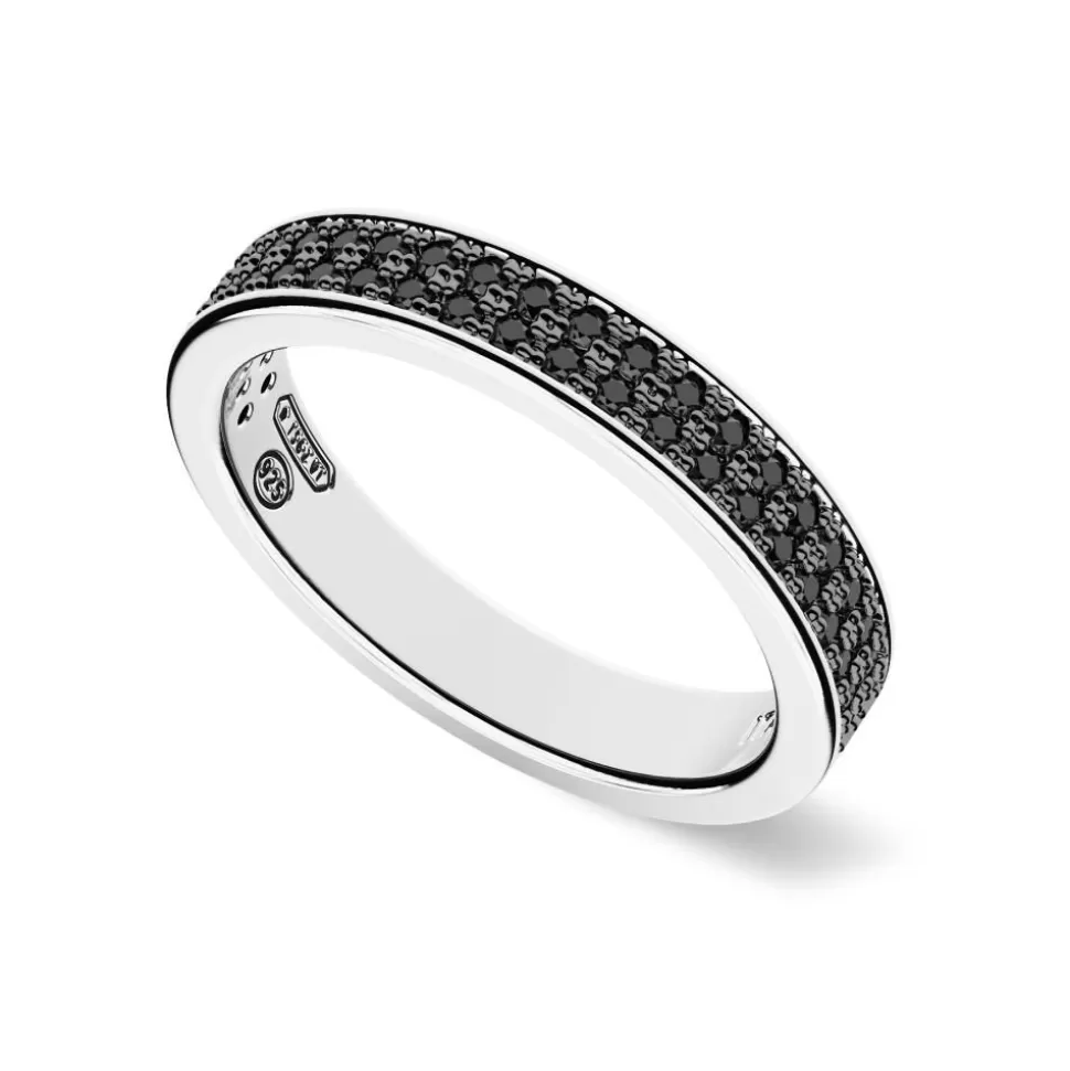 Silver And Black Stone Ring.^Zancan Gioielli Outlet