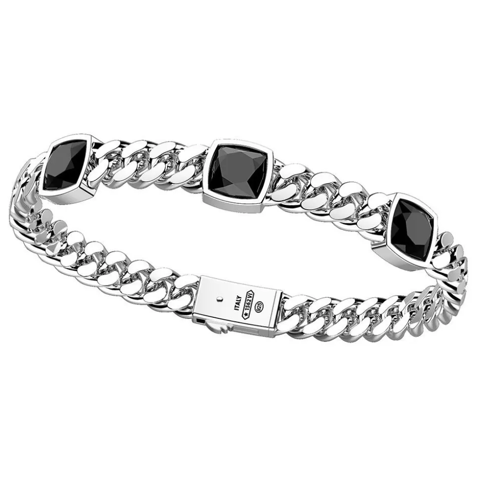 Silver Bracelet With Three Onyx Stones.^Zancan Gioielli Hot