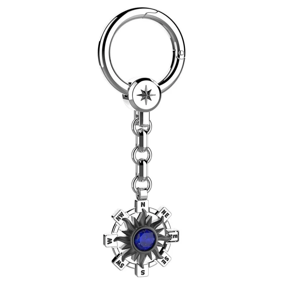 Silver Keychain With Sun And Lapis Lazuli^Zancan Gioielli Shop