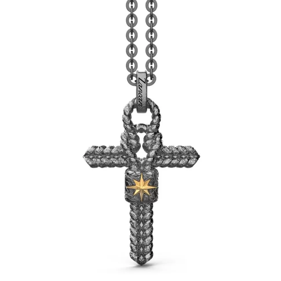 Silver Necklace With Cross And Small Knot.^Zancan Gioielli Store