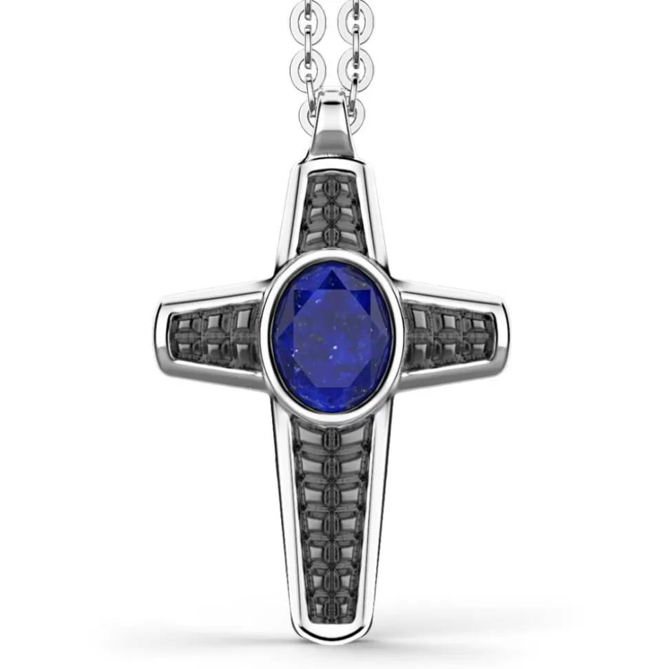 Silver Necklace With Lapis Lazuli Cross Pendant.^Zancan Gioielli Cheap