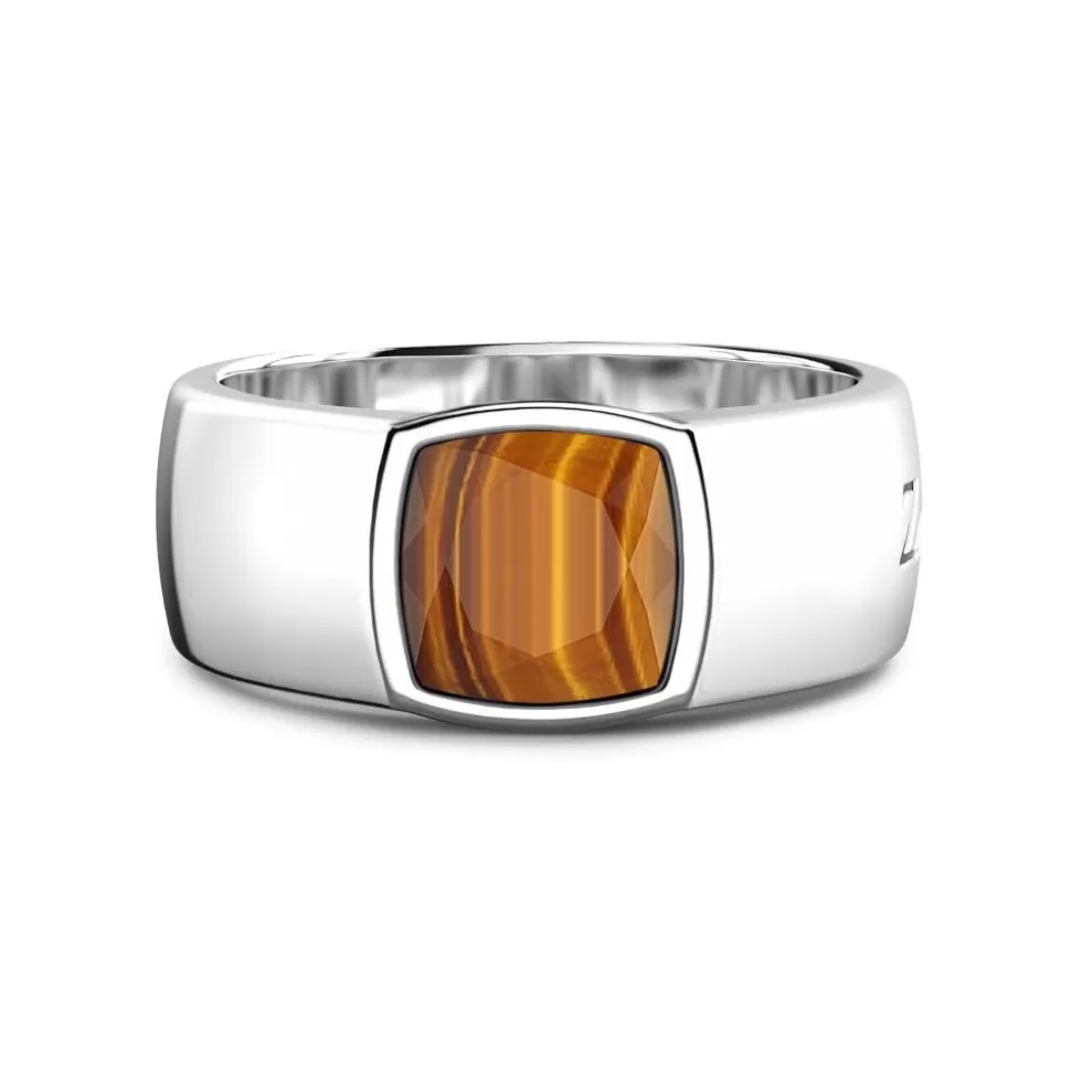 Silver Ring With Tiger'S Eye Stone.^Zancan Gioielli Outlet