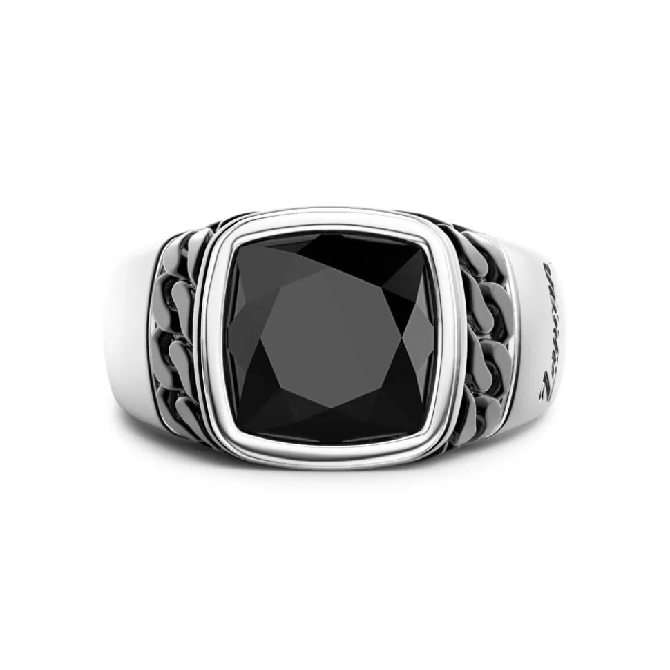 White And Black Silver Ring With Natural Onyx.^Zancan Gioielli Store