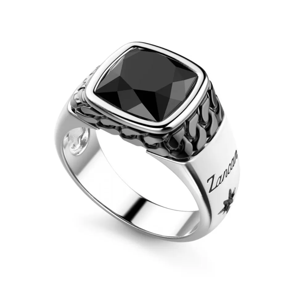 White And Black Silver Ring With Natural Onyx.^Zancan Gioielli Store