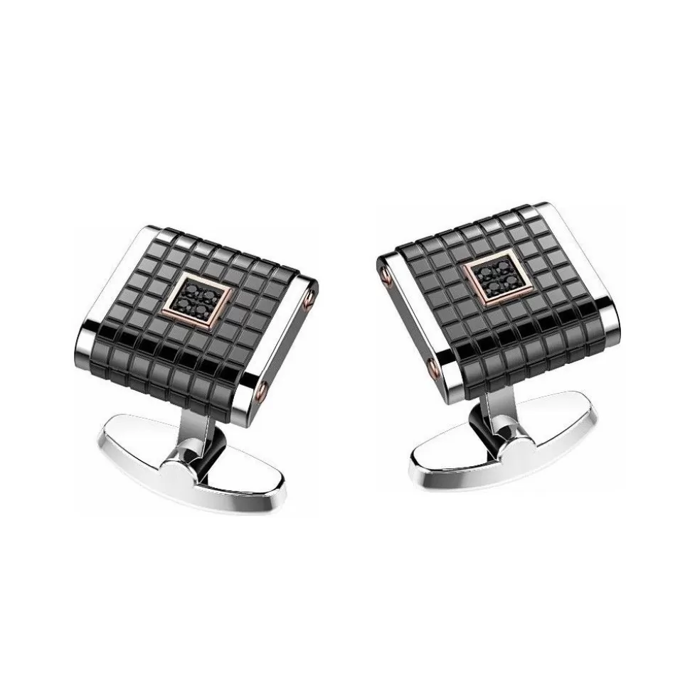 Zancan Black Steel And Diamond Cufflinks^Zancan Gioielli Shop