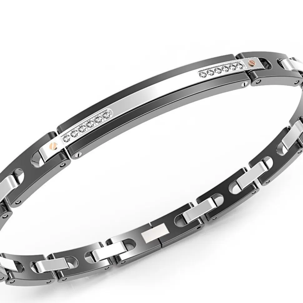 Zancan Black Steel And White Sapphire Bracelet.^Zancan Gioielli Cheap