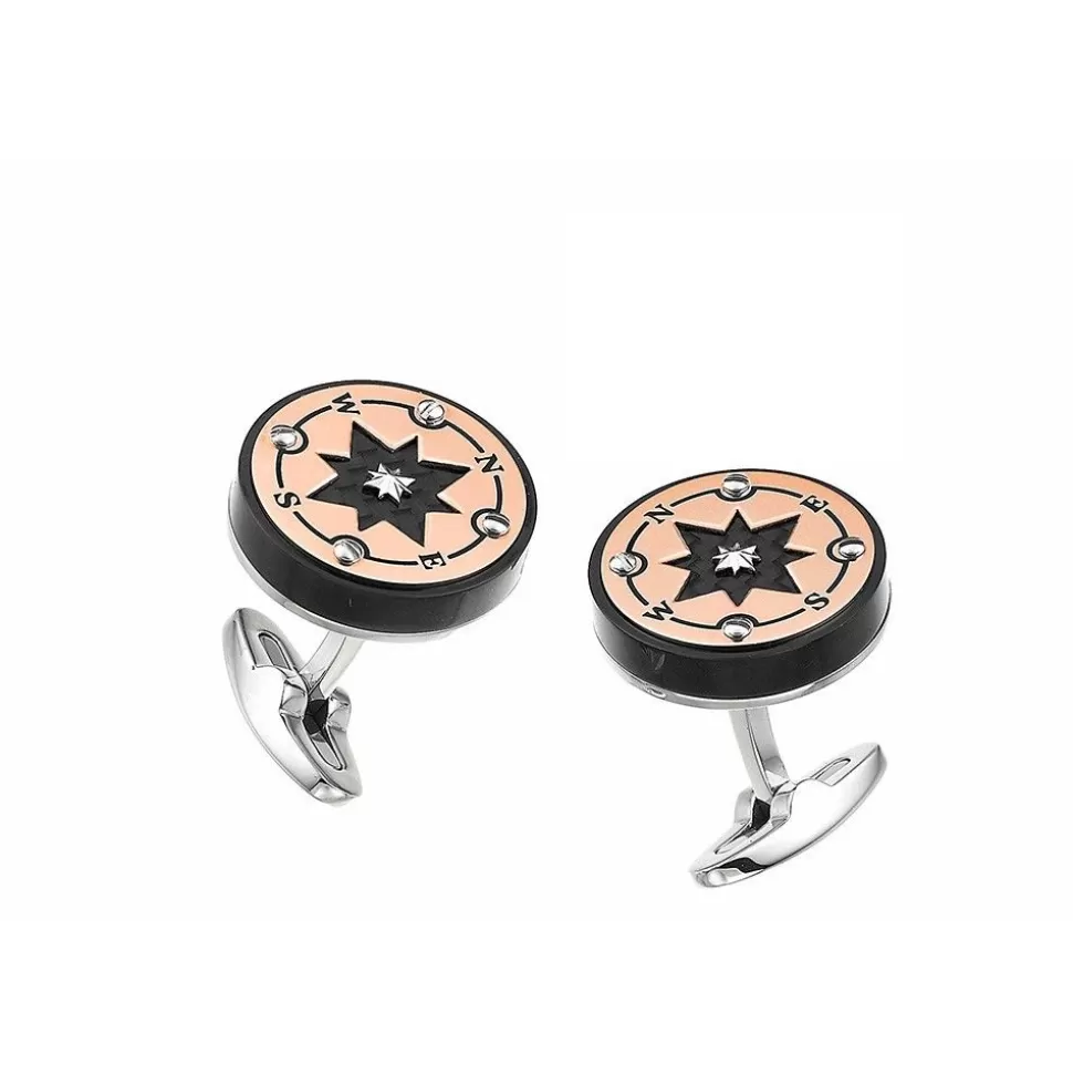 Zancan Black Steel Cufflinks With Wind Rose.^Zancan Gioielli Discount