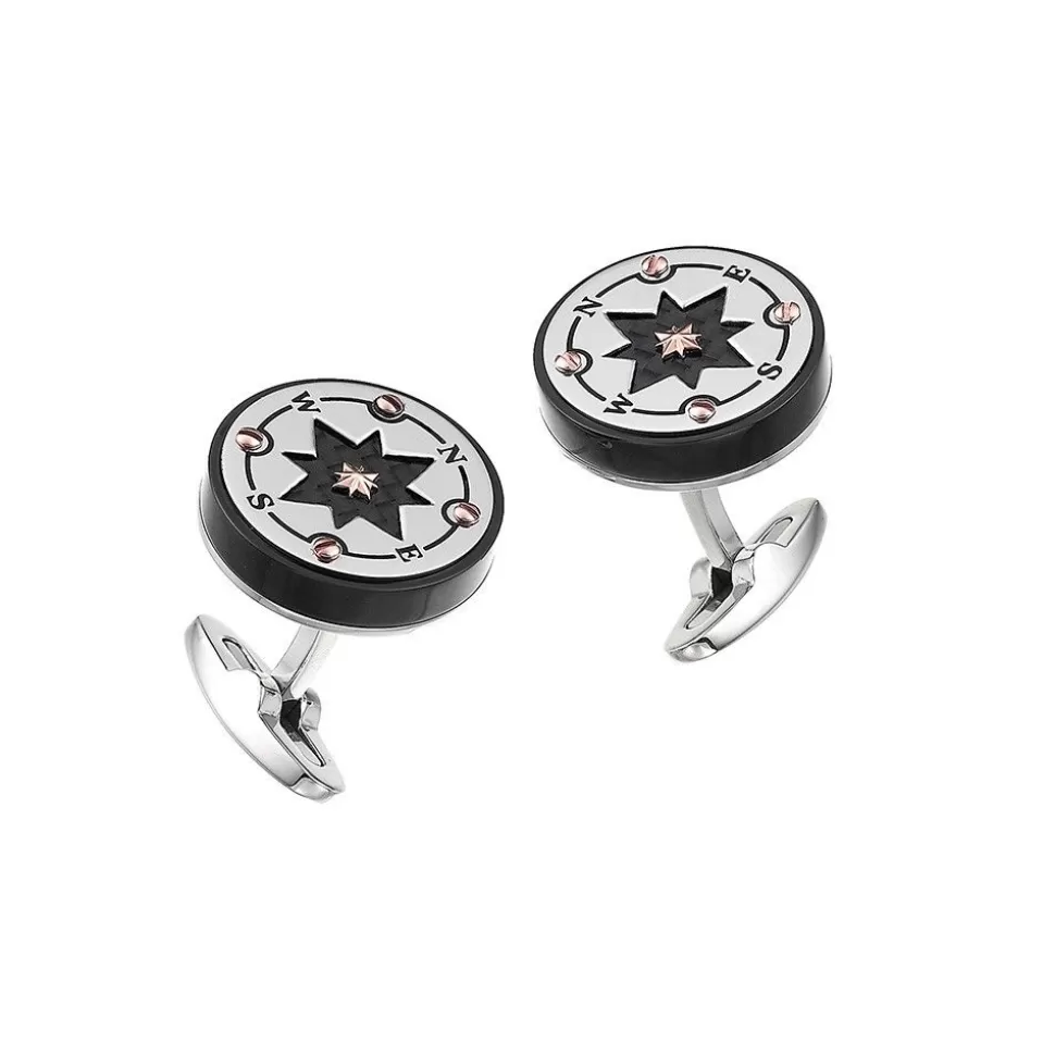 Zancan Black Steel Cufflinks With Wind Rose.^Zancan Gioielli Best Sale