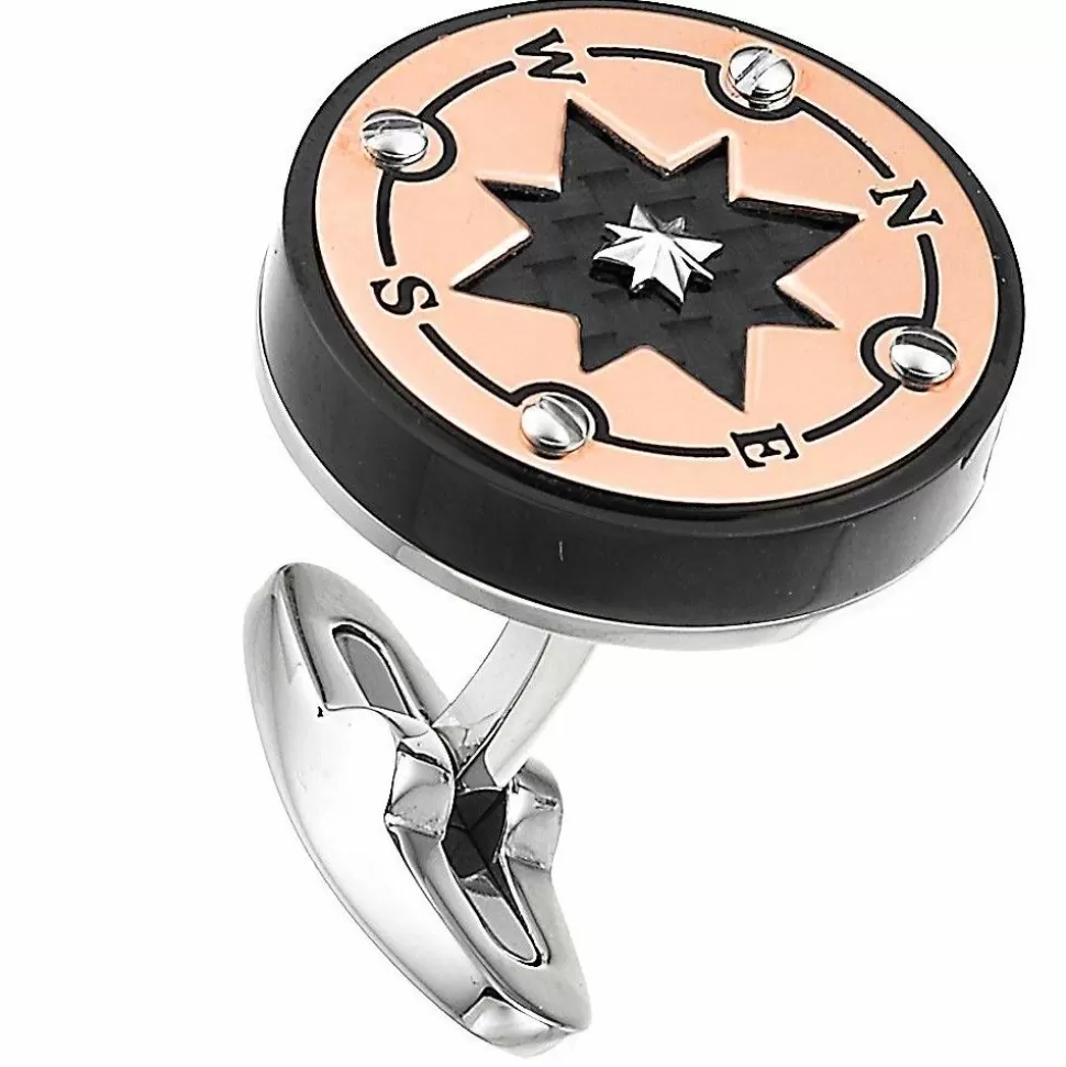 Zancan Black Steel Cufflinks With Wind Rose.^Zancan Gioielli Discount