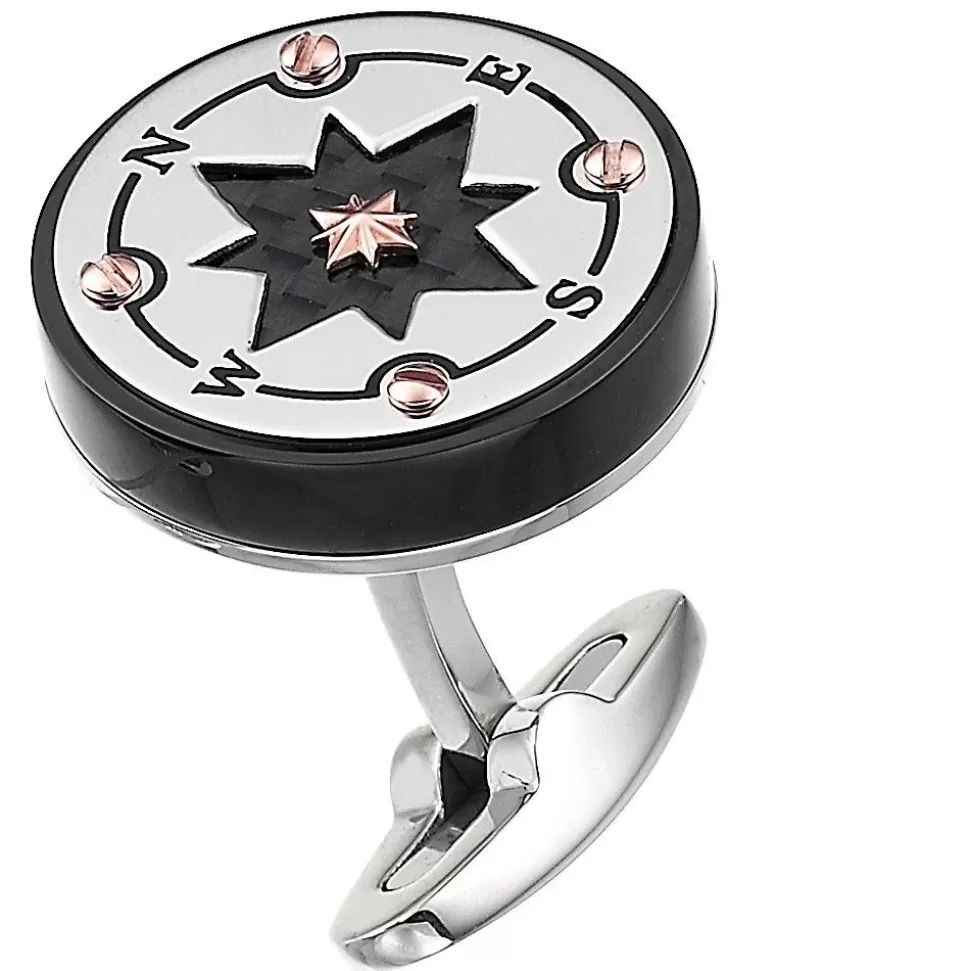 Zancan Black Steel Cufflinks With Wind Rose.^Zancan Gioielli Best Sale