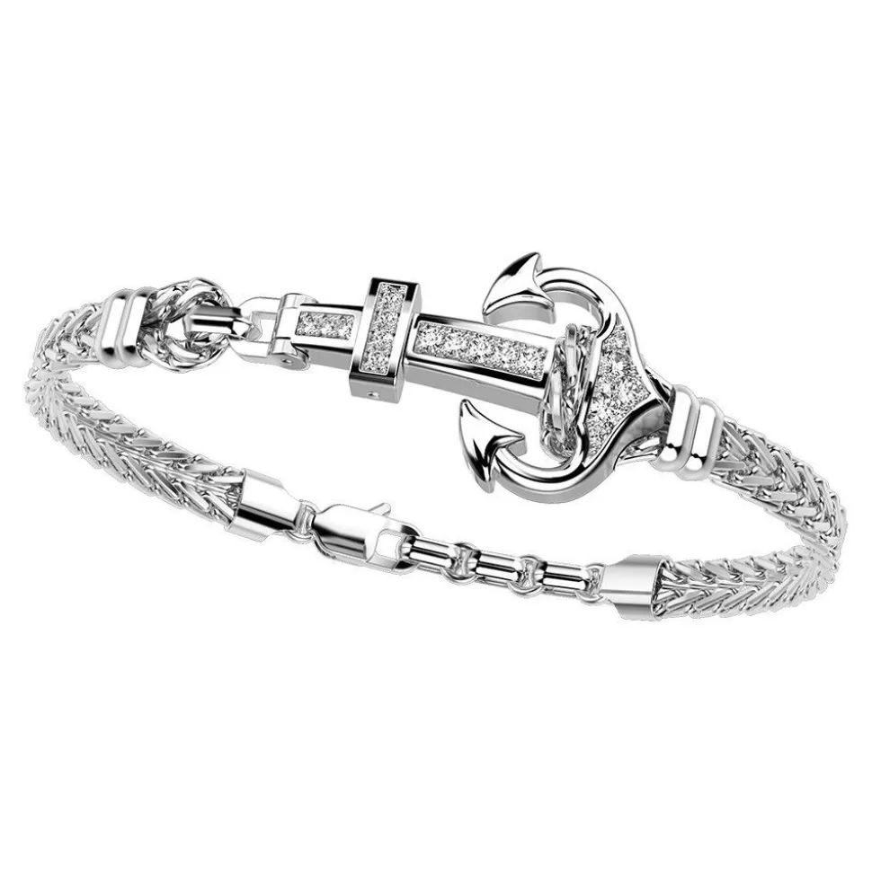 Zancan Bracelet With Silver Anchor And Stones.^Zancan Gioielli Best