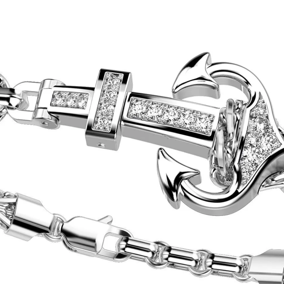 Zancan Bracelet With Silver Anchor And Stones.^Zancan Gioielli Best