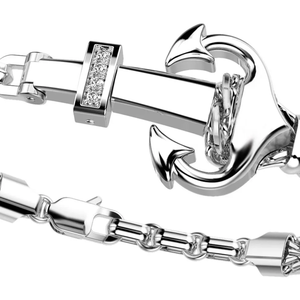 Zancan Bracelet With Silver Anchor And Stones.^Zancan Gioielli Clearance