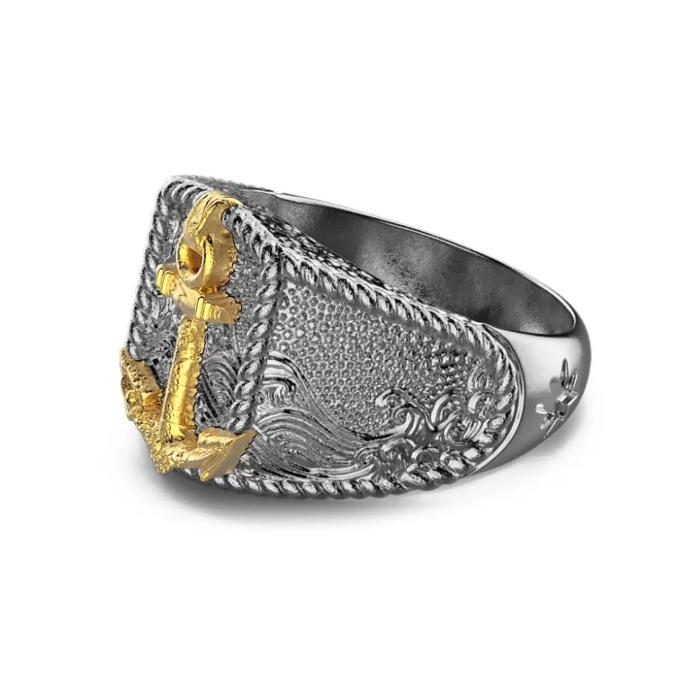 Zancan Burnished Silver Ring With Anchor.^Zancan Gioielli Outlet