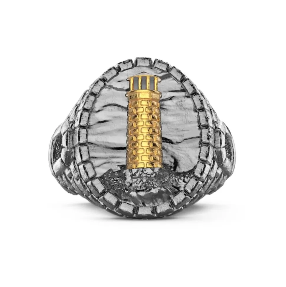 Zancan Burnished Silver Ring With Lighthouse.^Zancan Gioielli Store