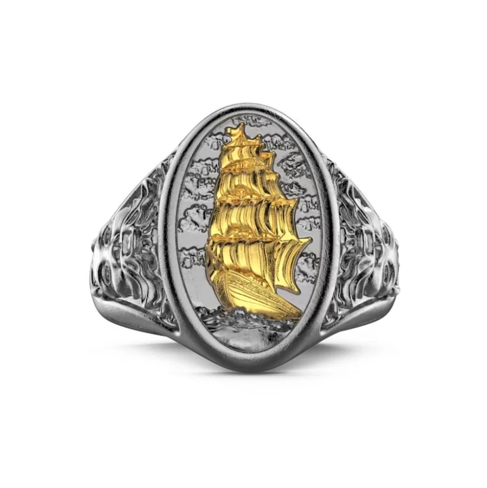 Zancan Burnished Silver Ring With Sailboat.^Zancan Gioielli Discount