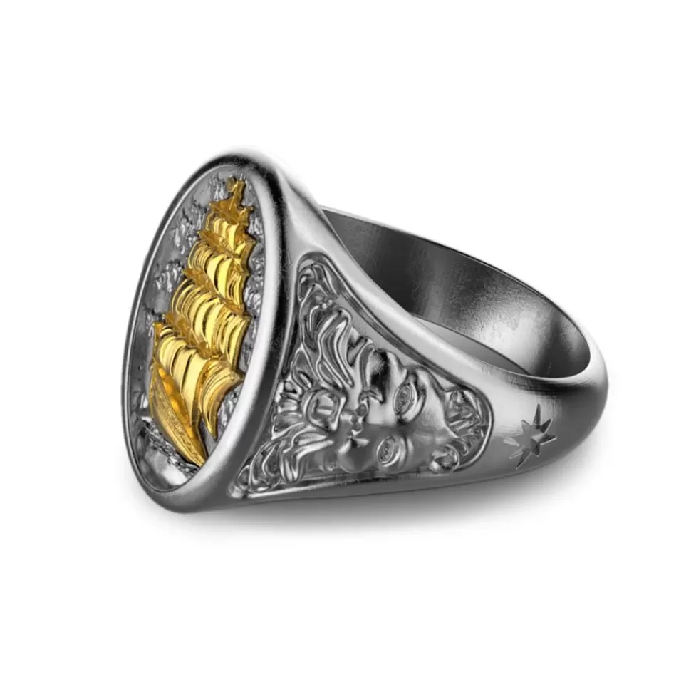 Zancan Burnished Silver Ring With Sailboat.^Zancan Gioielli Discount