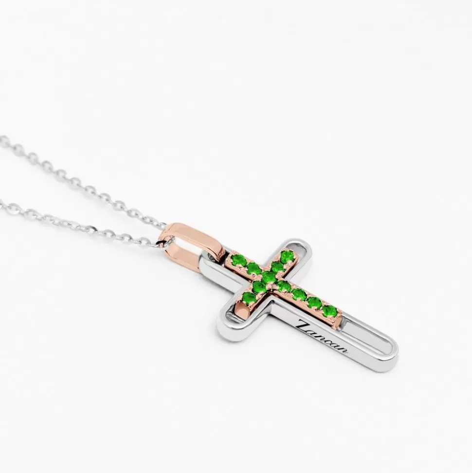 Zancan Gold Necklace With Cross And Emeralds.^Zancan Gioielli Outlet