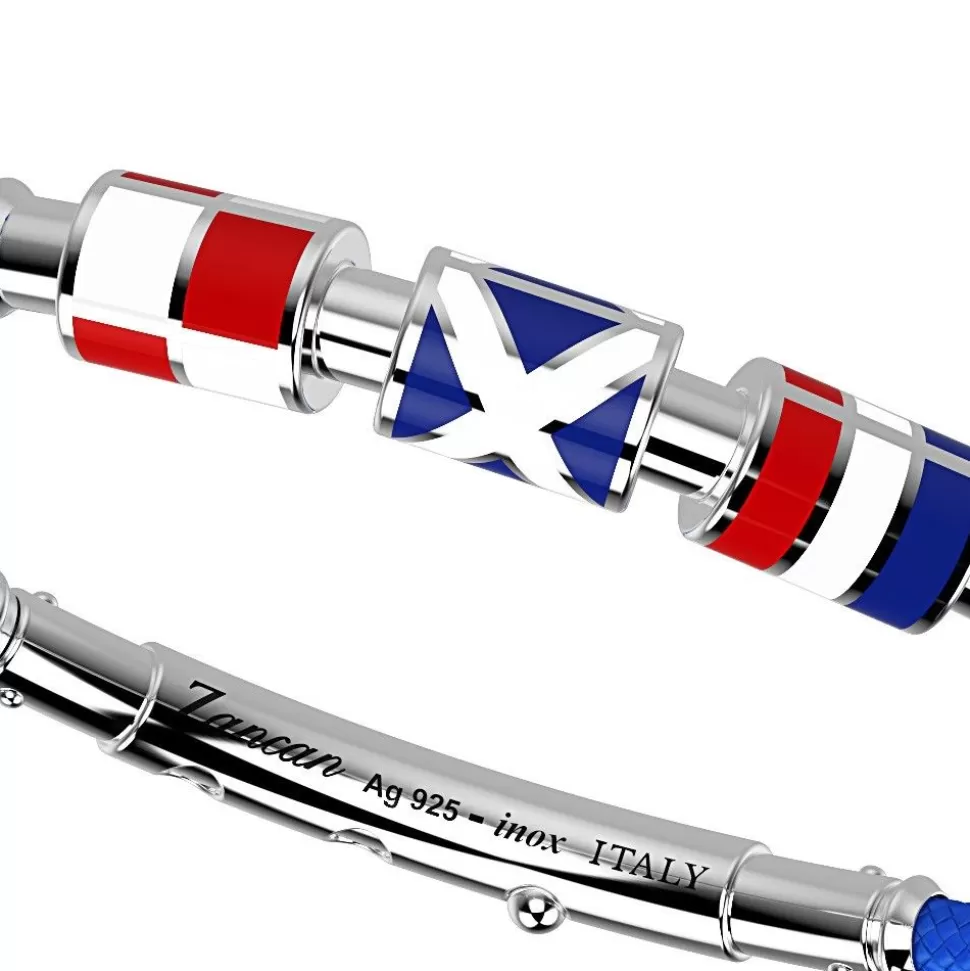 Zancan Kevlar Bracelet With Lacquered Silver Nautical Flags.^Zancan Gioielli Cheap