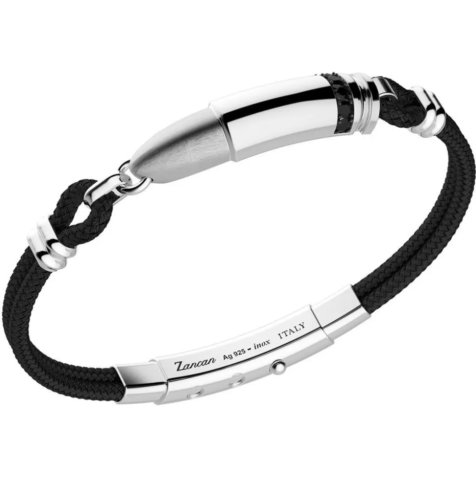 Zancan Kevlar Bracelet With Silver Bullet And Black Stones.^Zancan Gioielli Best