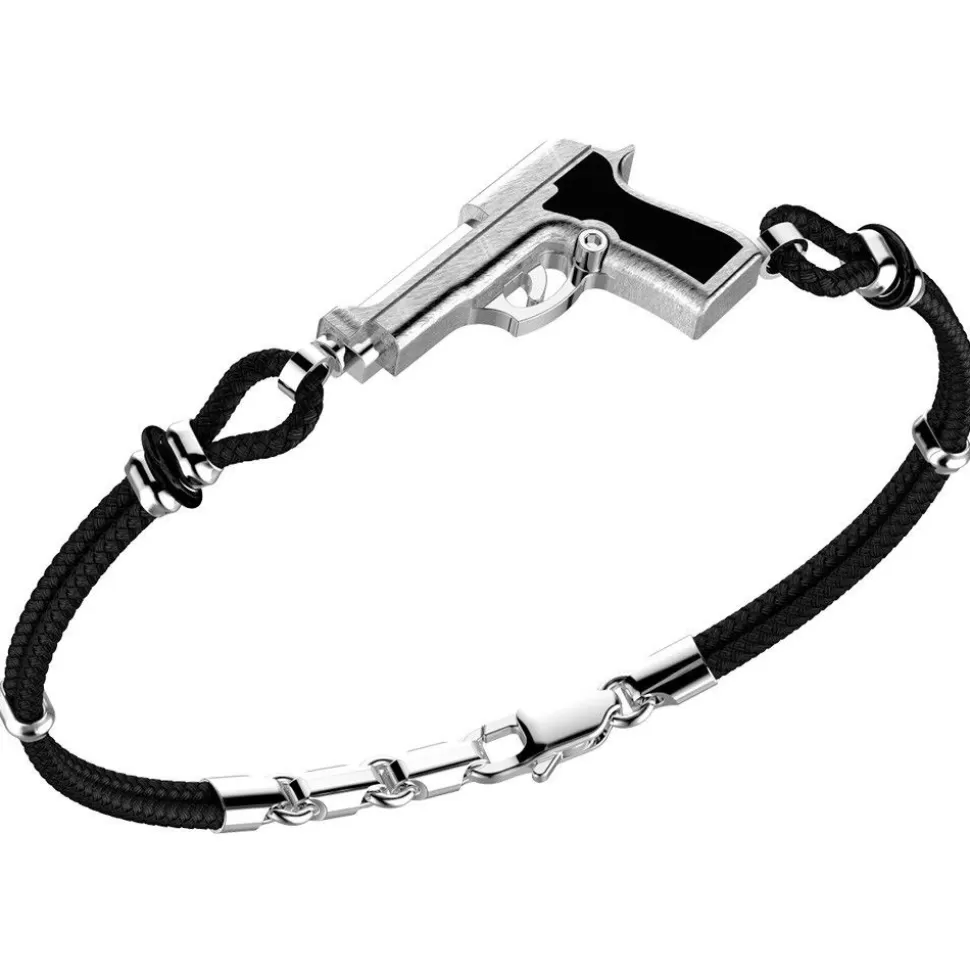 Zancan Kevlar Bracelet With Silver Gun.^Zancan Gioielli Best