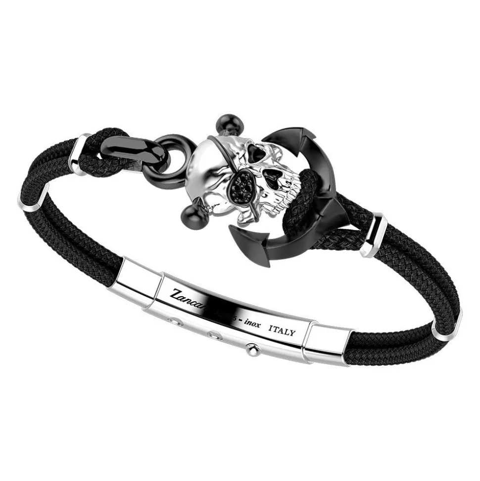 Zancan Kevlar Bracelet With Silver Skull.^Zancan Gioielli New