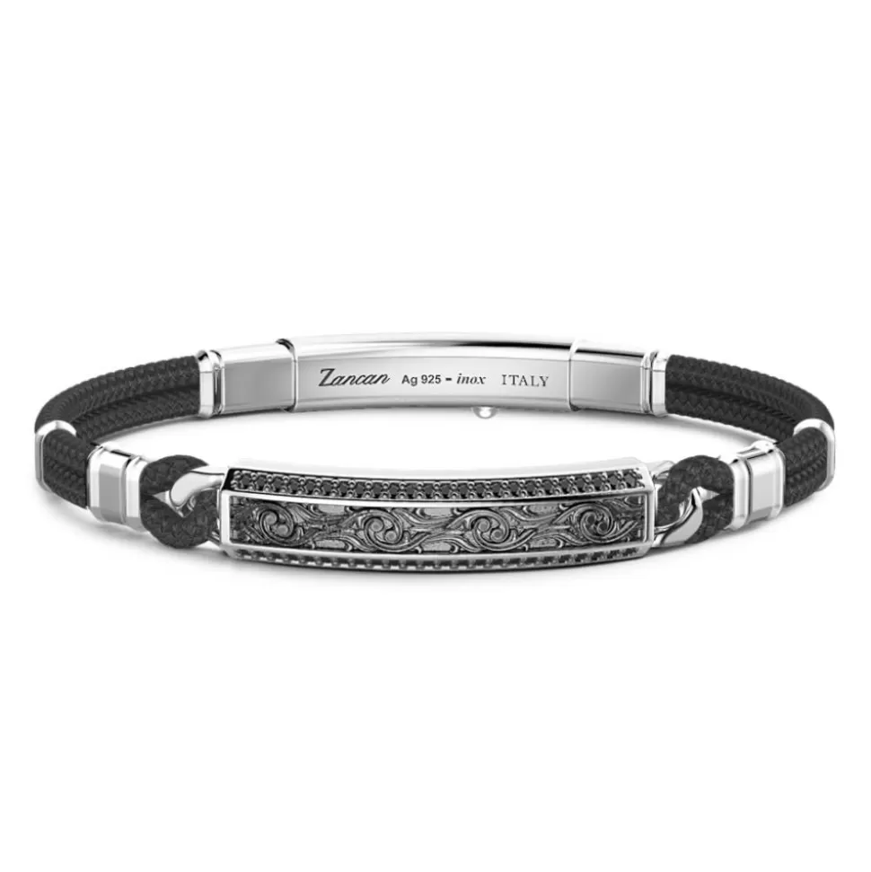 Zancan Kevlar Bracelet With Silver Tag And Black Stones.^Zancan Gioielli Cheap