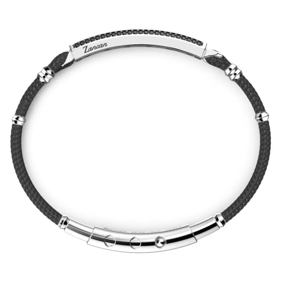 Zancan Kevlar Bracelet With Silver Tag And Black Stones.^Zancan Gioielli Cheap
