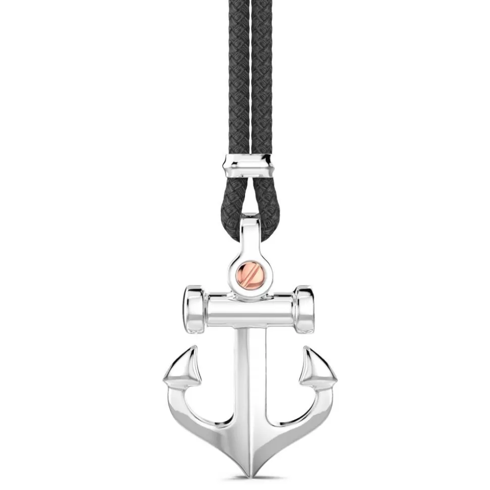 Zancan Kevlar Necklace With Silver Pendant And Anchor.^Zancan Gioielli Shop