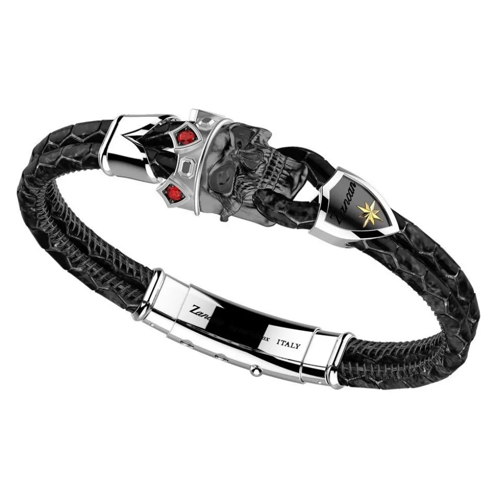 Zancan Leather Bracelet With Crowned Skull.^Zancan Gioielli Cheap