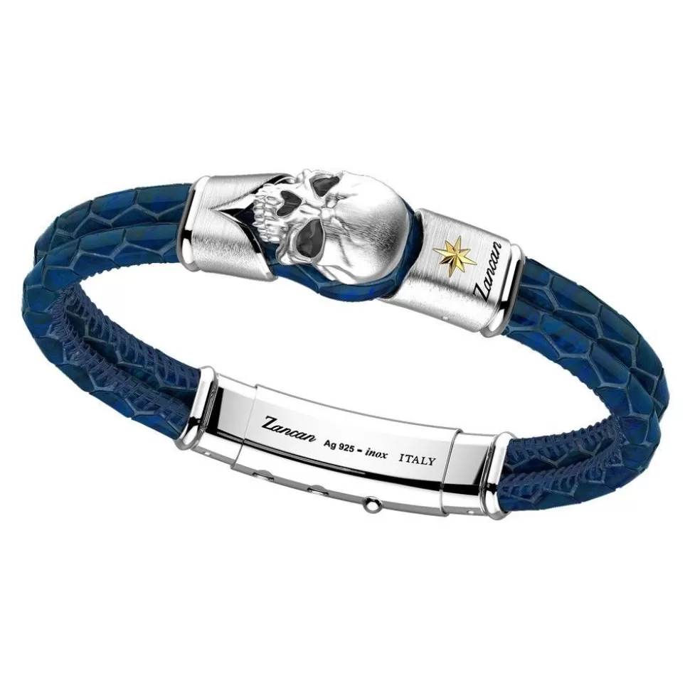 Zancan Leather Bracelet With Silver Skull.^Zancan Gioielli Cheap