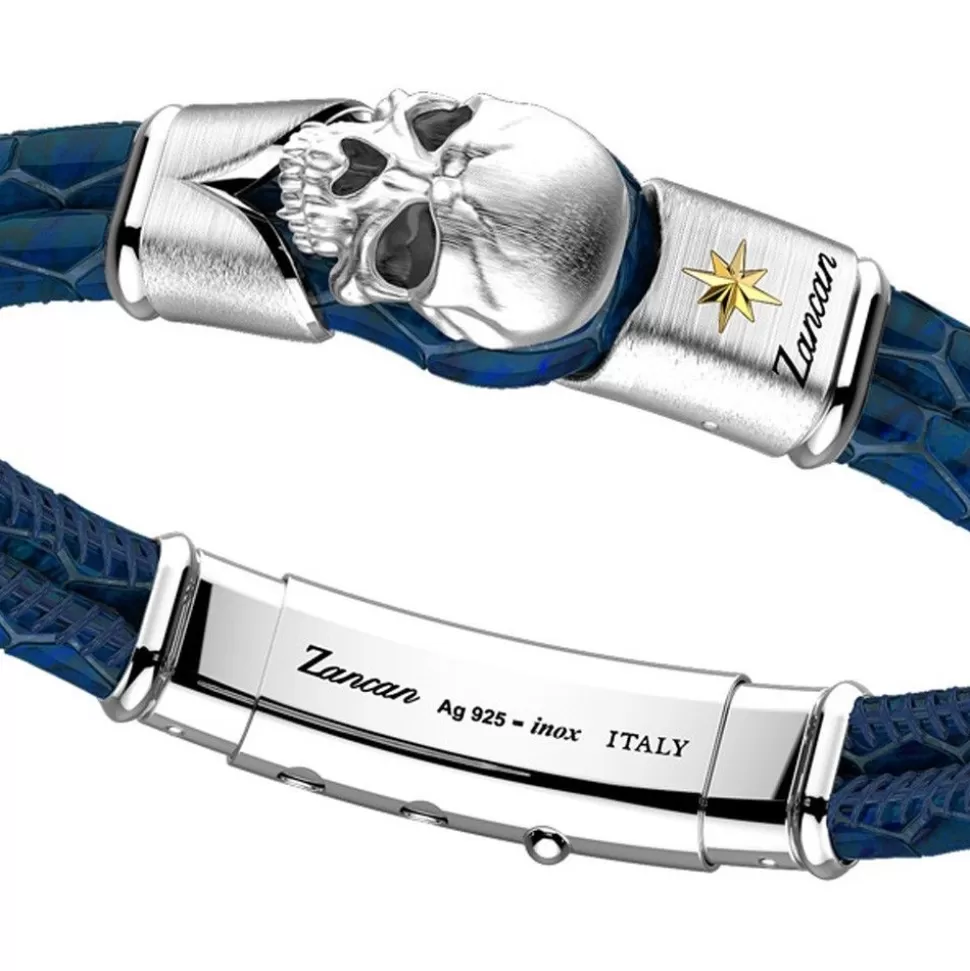 Zancan Leather Bracelet With Silver Skull.^Zancan Gioielli Cheap