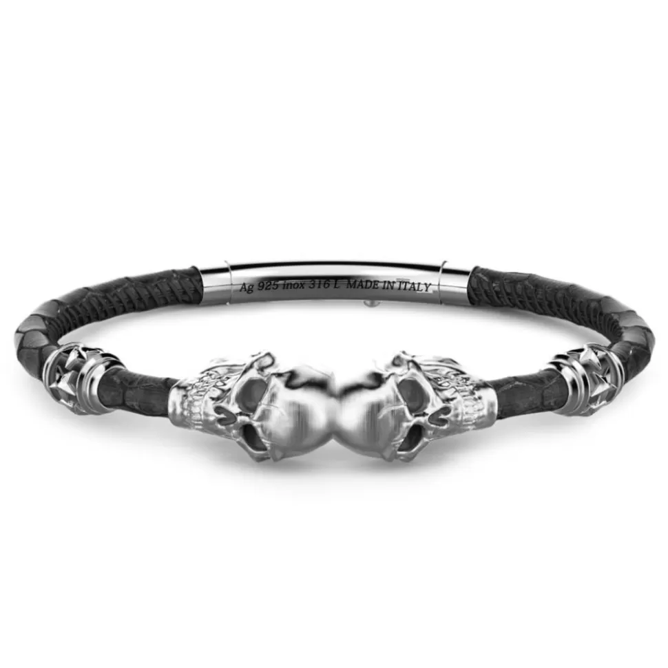 Zancan Leather Bracelet With Skulls.^Zancan Gioielli Shop