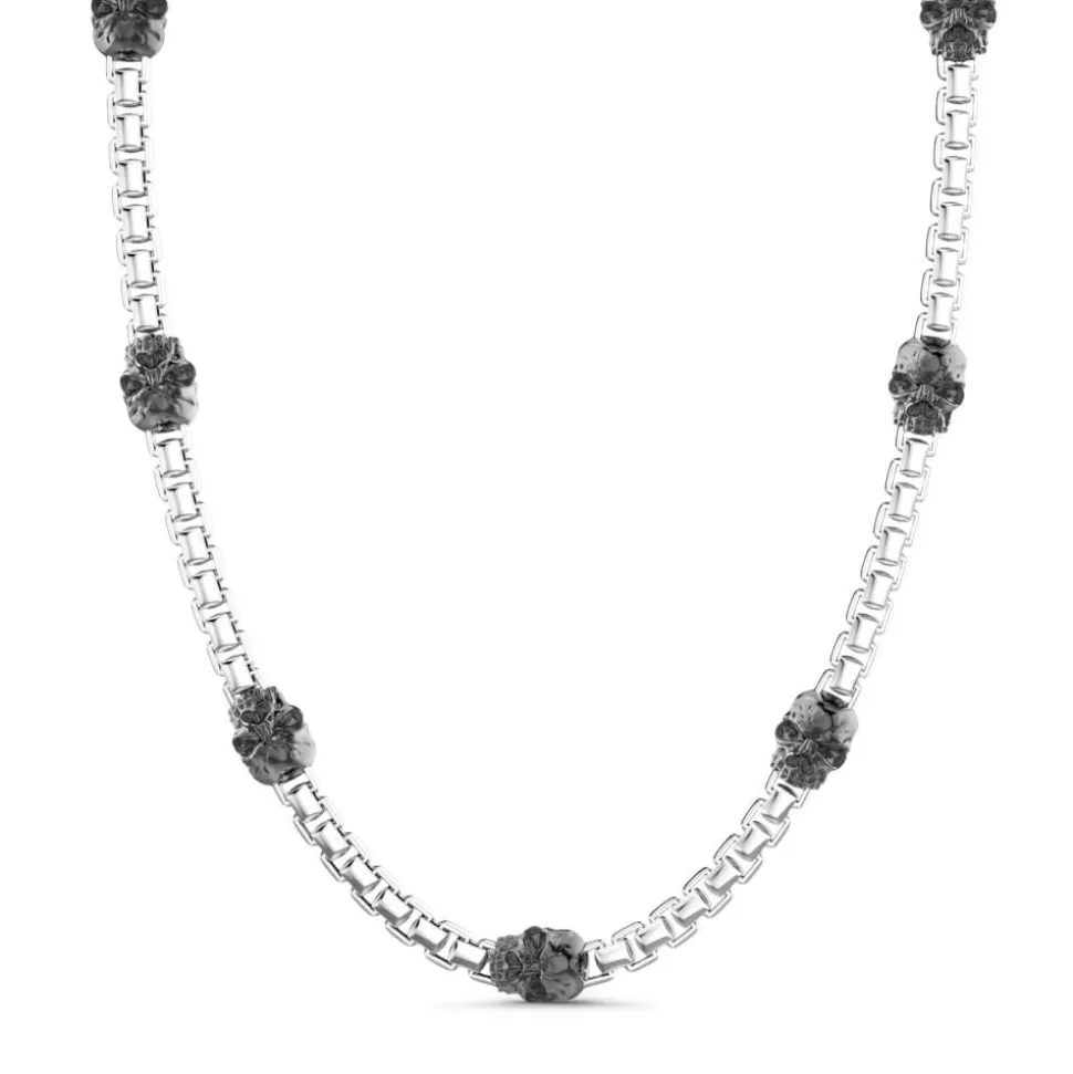 Zancan Link-Only Silver Necklace With Skulls.^Zancan Gioielli Fashion