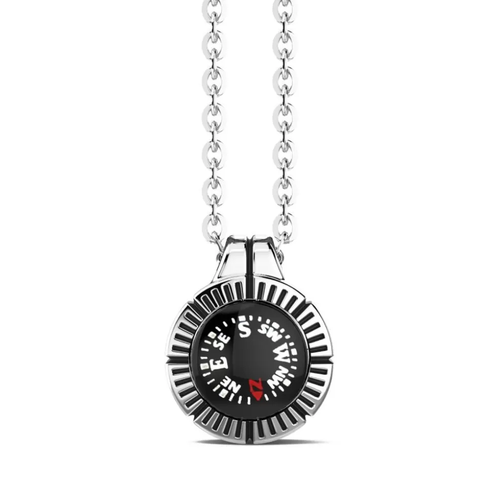 Zancan Necklace With Black Silver Compass.^Zancan Gioielli Best