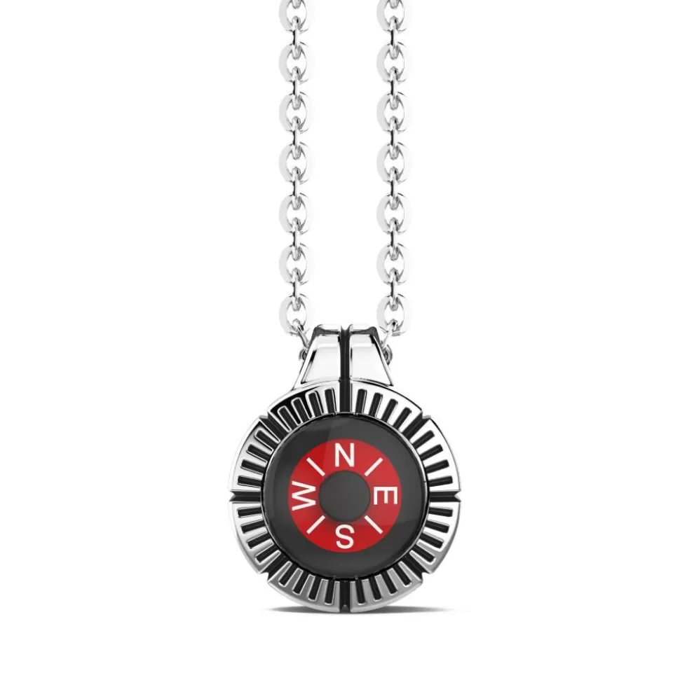 Zancan Necklace With Red Silver Compass.^Zancan Gioielli Best