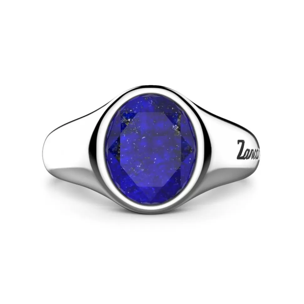 Zancan Round Silver Signet Ring With Lapis Lazuli.^Zancan Gioielli New