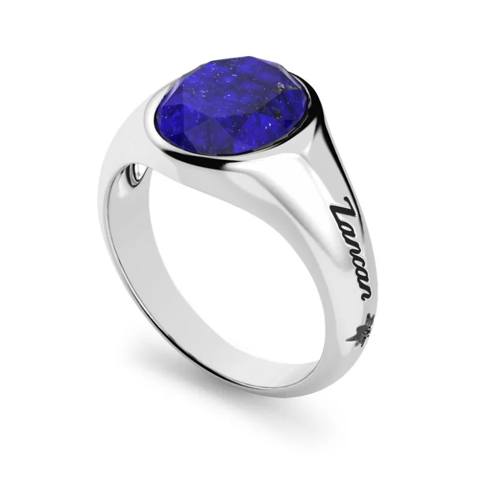 Zancan Round Silver Signet Ring With Lapis Lazuli.^Zancan Gioielli New