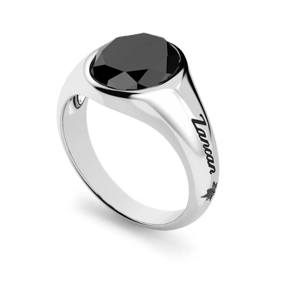 Zancan Round Silver Signet Ring With Onyx Stone.^Zancan Gioielli Clearance