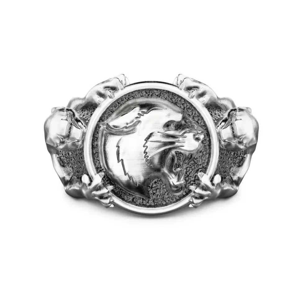 Zancan Signet Ring With Silver Panthers.^Zancan Gioielli Outlet