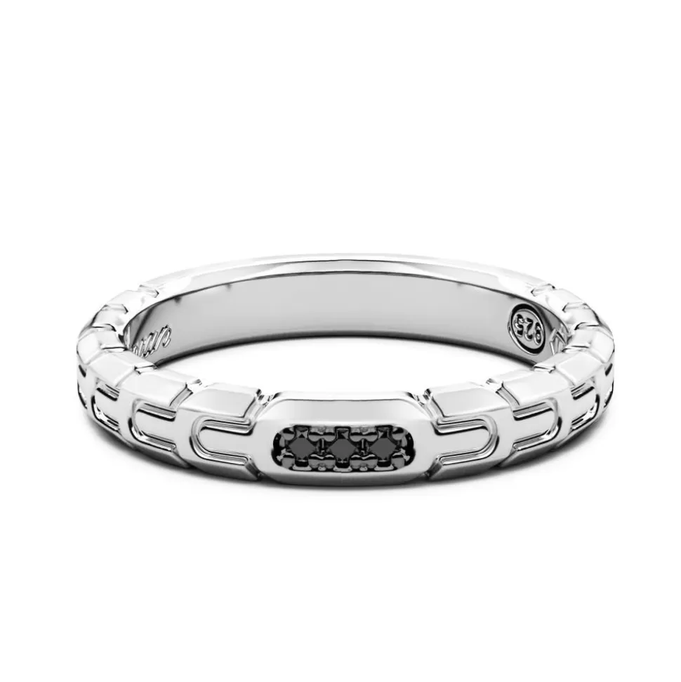 Zancan Silver And Black Stone Band Ring.^Zancan Gioielli Best