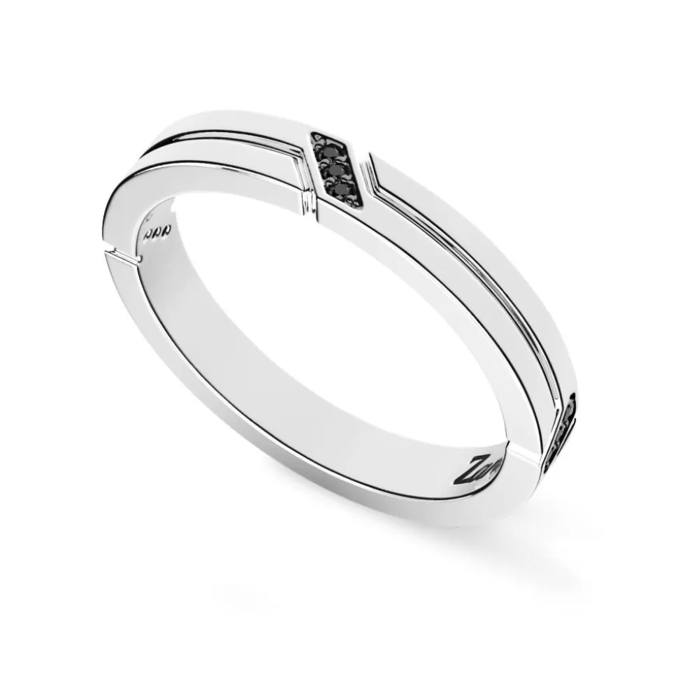 Zancan Silver And Black Stone Band Ring.^Zancan Gioielli New