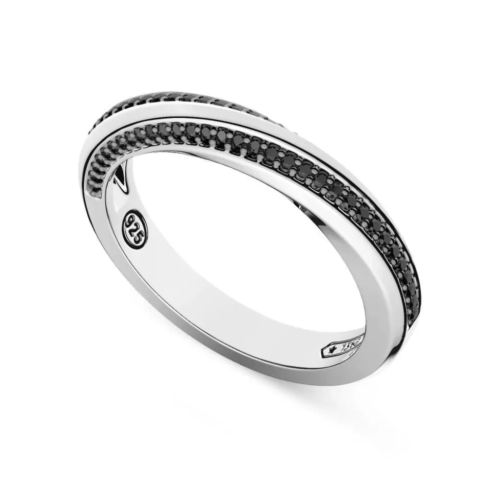 Zancan Silver And Black Stone Band Ring.^Zancan Gioielli Clearance