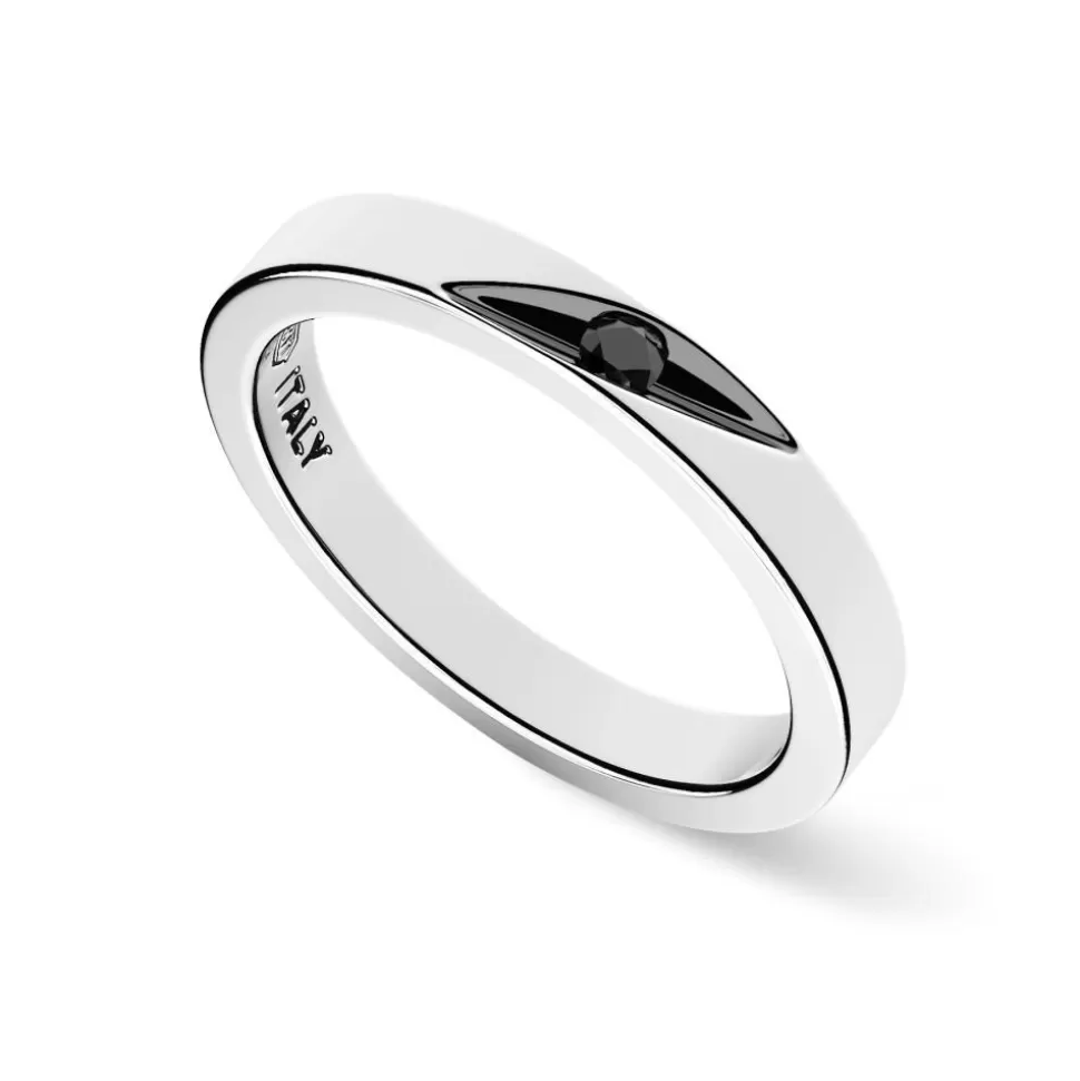 Zancan Silver And Black Stone Band Ring.^Zancan Gioielli Best