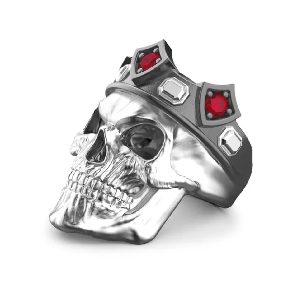 Zancan Silver And Black Stone King Skull Ring.^Zancan Gioielli Best Sale