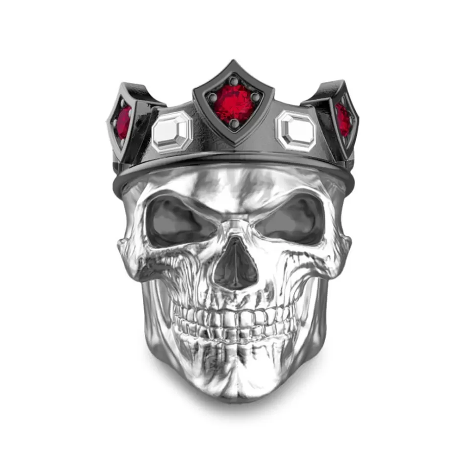 Zancan Silver And Black Stone King Skull Ring.^Zancan Gioielli Best Sale