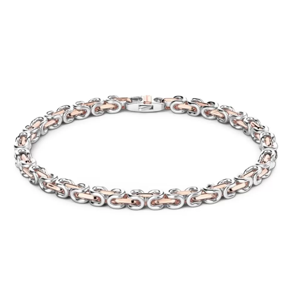 Zancan Silver And Rose Gold Chain Men'S Bracelet.^Zancan Gioielli New