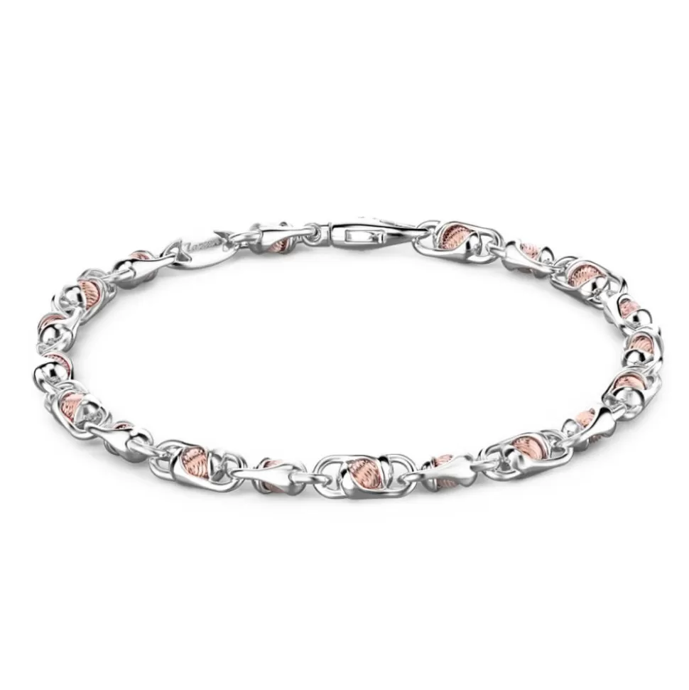 Zancan Silver And Rose Gold Chain Men'S Bracelet.^Zancan Gioielli Store